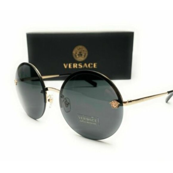 Versace Women\'s Gold and Grey Round Sunglasses!